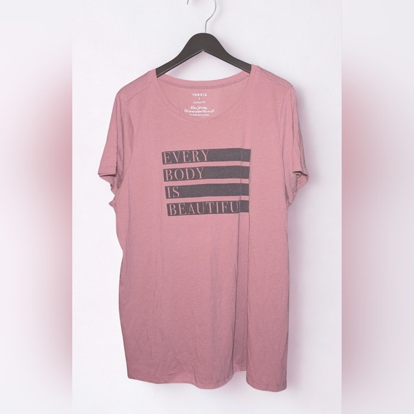 torrid Tops - Torrid Every Body Is Beautiful Graphic Tee Pink 3X